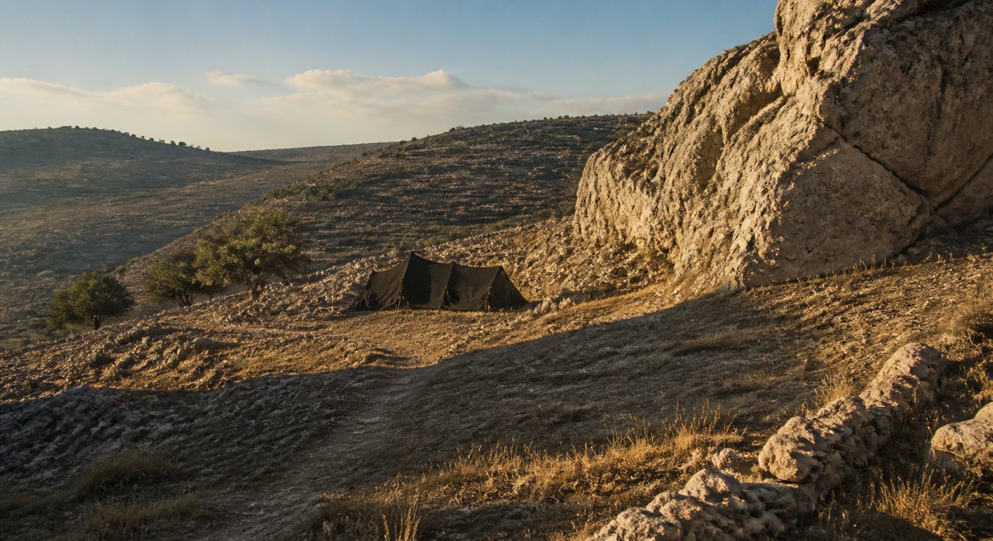 Tenda de Pelo de Cabra à Sombra de uma Rocha na Judeia